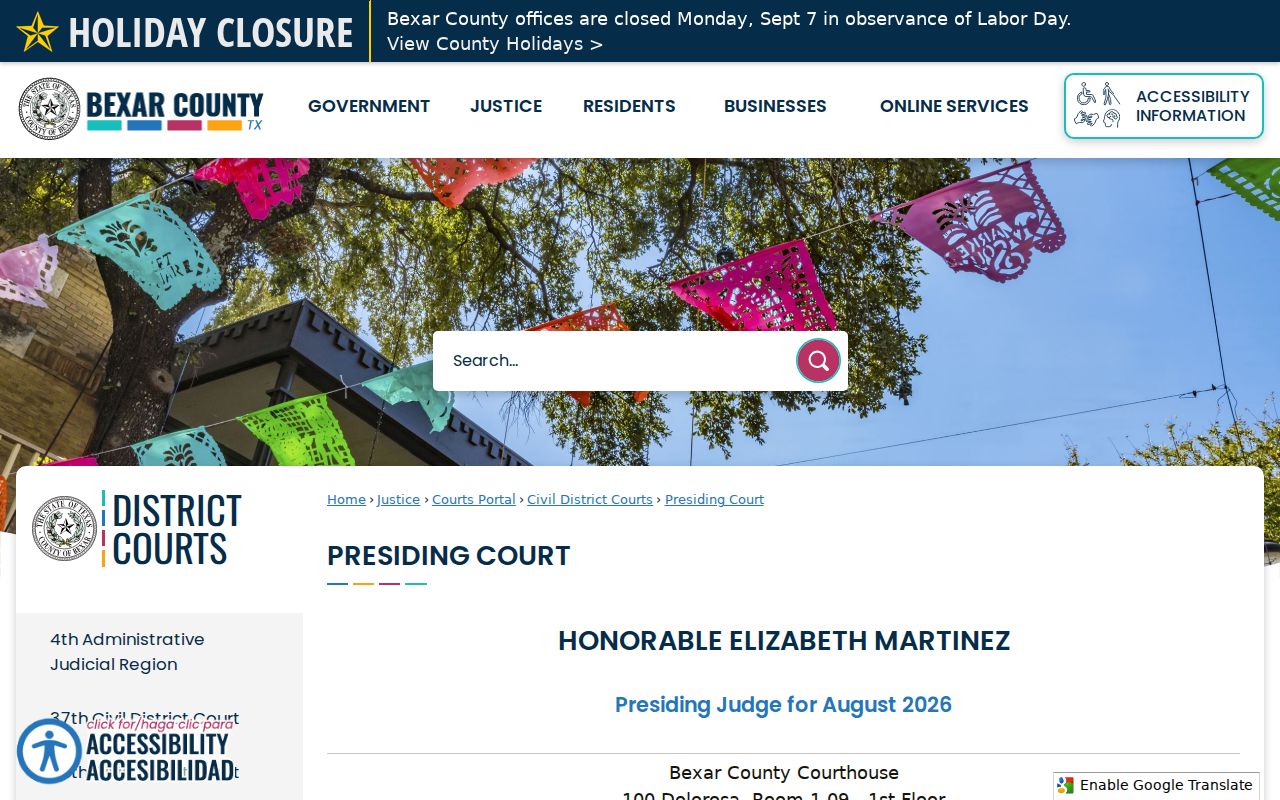 Bexar County court schedule Presiding Court docket blocks