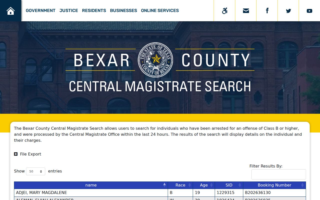 Bexar County criminal docket Central Magistrate search