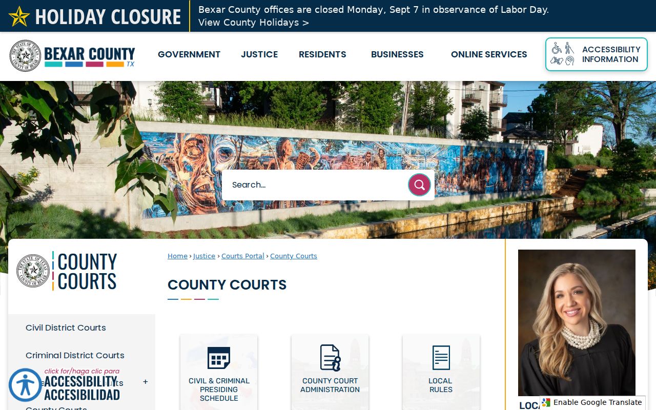 Bexar County criminal docket County Courts at Law directory