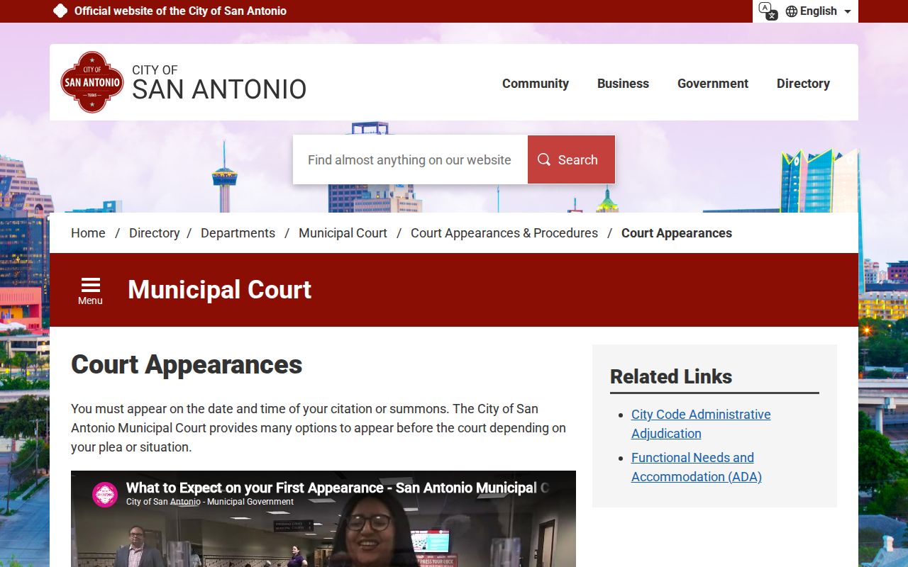 Bexar County traffic court appearance options in San Antonio Municipal Court