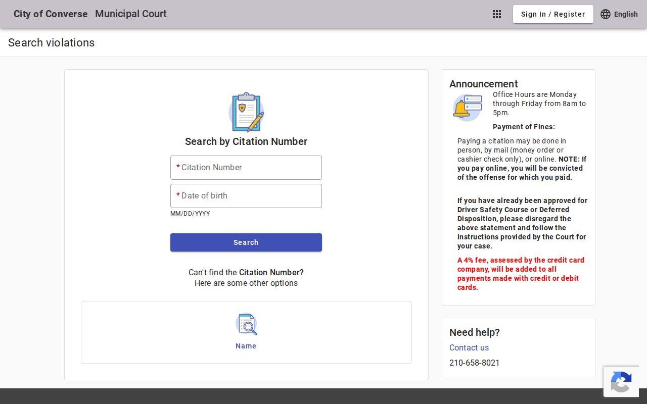 Converse court records citation and birth date search