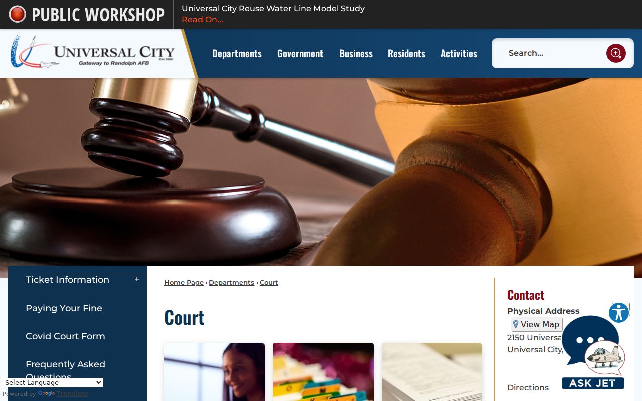 Universal City court records location and hours