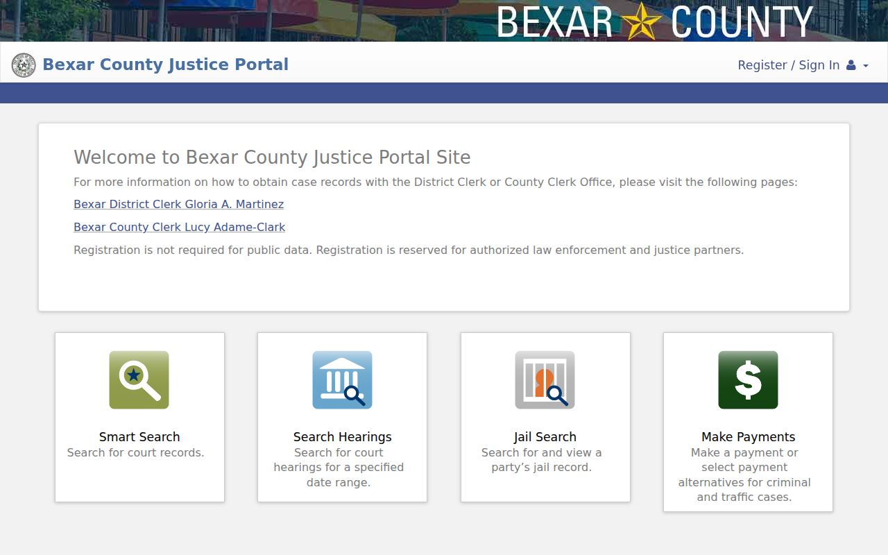 Bexar County court docket Smart Search portal